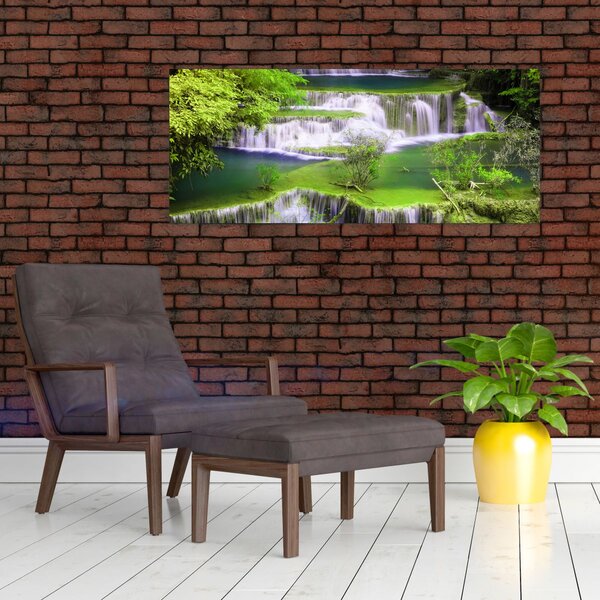 Slika - Slapovi Huay Mae Khamin, Kanchanaburi, Tajska (120x50 cm)