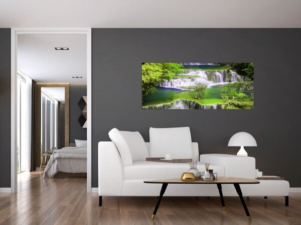 Slika - Slapovi Huay Mae Khamin, Kanchanaburi, Tajska (120x50 cm)