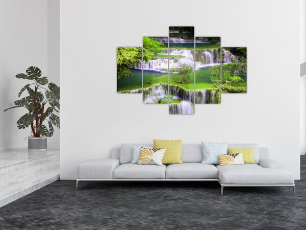 Slika - Slapovi Huay Mae Khamin, Kanchanaburi, Tajska (150x105 cm)