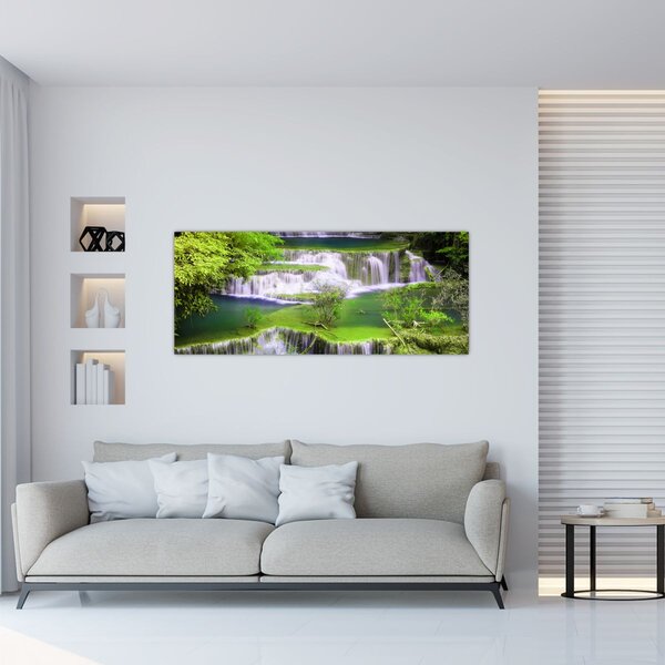 Slika - Slapovi Huay Mae Khamin, Kanchanaburi, Tajska (120x50 cm)