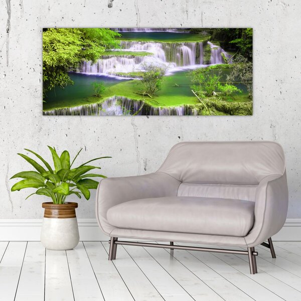 Slika - Slapovi Huay Mae Khamin, Kanchanaburi, Tajska (120x50 cm)