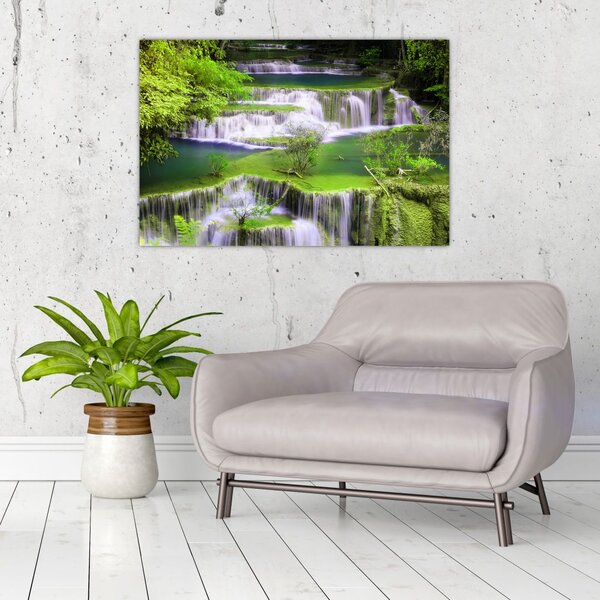 Slika - Slapovi Huay Mae Khamin, Kanchanaburi, Tajska (90x60 cm)