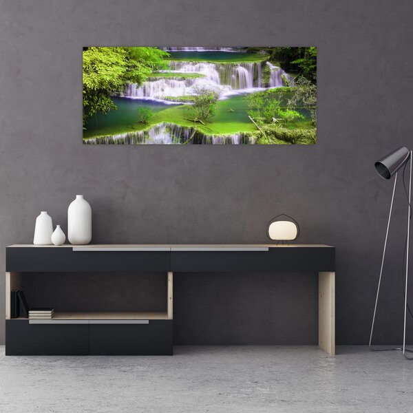 Slika - Slapovi Huay Mae Khamin, Kanchanaburi, Tajska (120x50 cm)