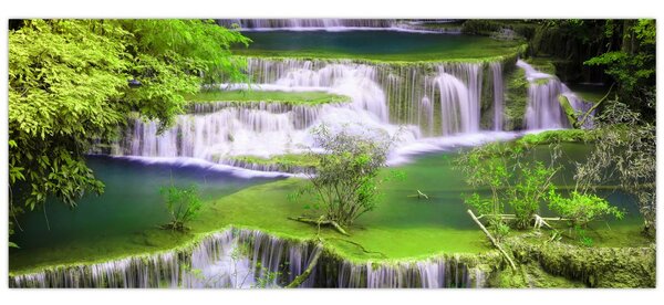 Slika - Slapovi Huay Mae Khamin, Kanchanaburi, Tajska (120x50 cm)