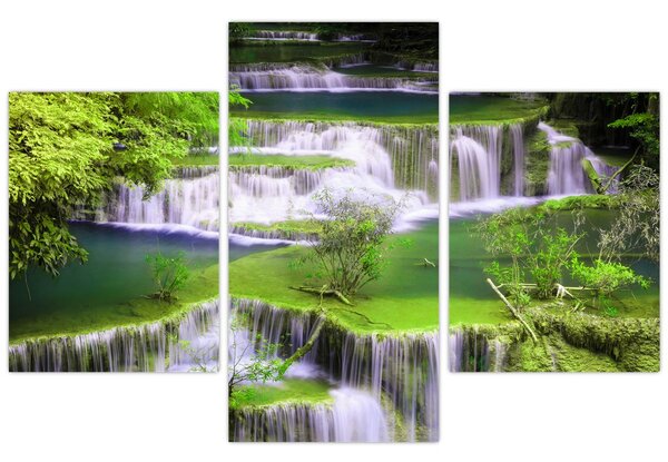 Slika - Slapovi Huay Mae Khamin, Kanchanaburi, Tajska (90x60 cm)