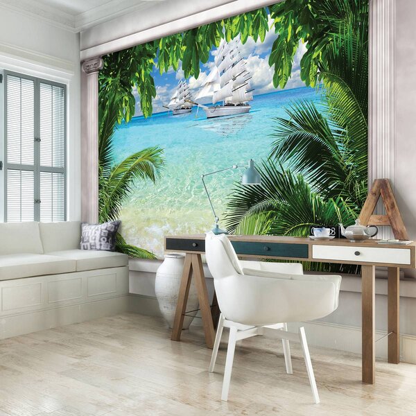 Foto tapeta - Brod na oceanu (152,5x104 cm)