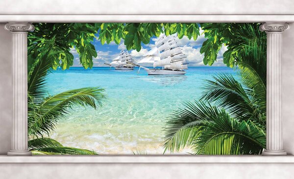 Foto tapeta - Brod na oceanu (152,5x104 cm)