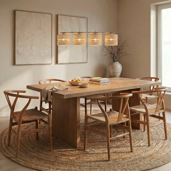 TK Lighting Calma viseća svjetiljka, 4 žarulje, bež, rafija, duljina 95 cm, prigušiva, Bež, Dnevni boravak/blagovaonica, Ostalo