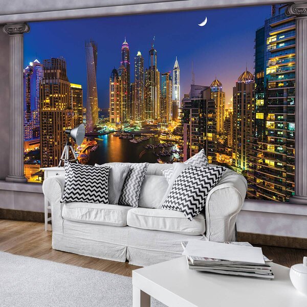 Foto tapeta - Dubajski neboderi noću (152,5x104 cm)