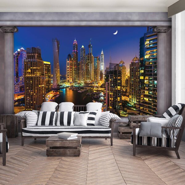 Foto tapeta - Dubajski neboderi noću (152,5x104 cm)
