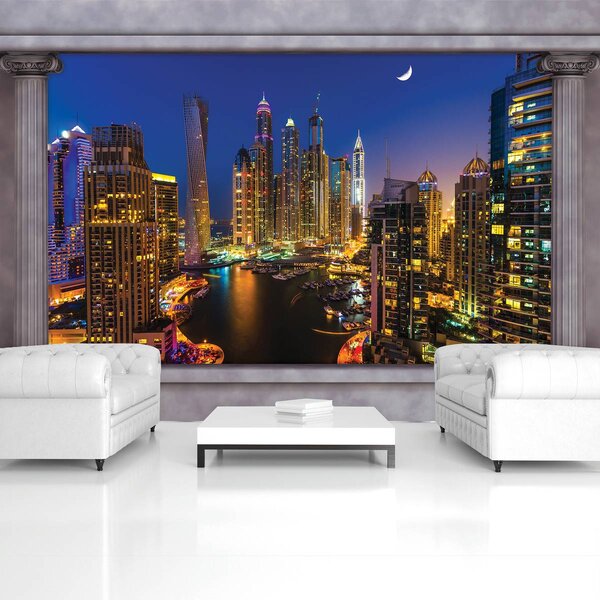 Foto tapeta - Dubajski neboderi noću (152,5x104 cm)