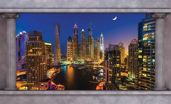 Foto tapeta - Dubajski neboderi noću (152,5x104 cm)