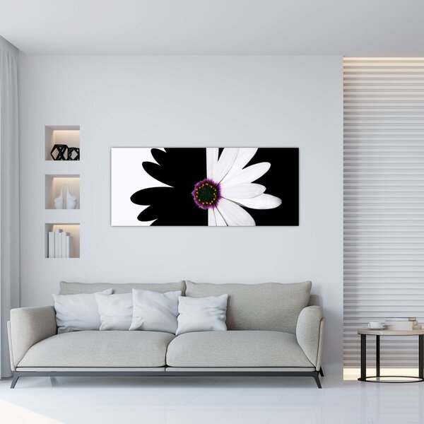 Slika črno-bele rože (120x50 cm)