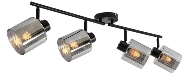 Stropni reflektor crni s dimnim staklom 4-svjetla podesiv - Laura