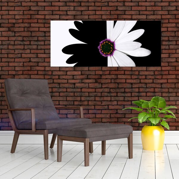 Slika črno-bele rože (120x50 cm)