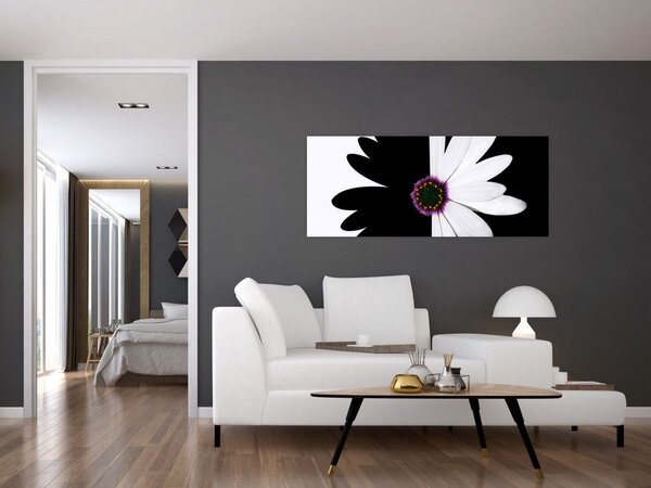 Slika črno-bele rože (120x50 cm)
