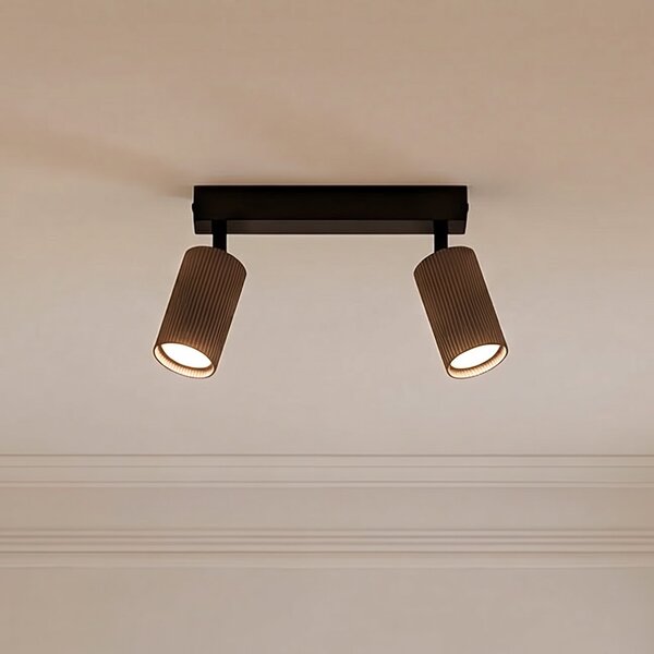 TK Lighting Stropni reflektor Tune, 2 žarulje, smeđa, metalna, duljina 44 cm, prigušiva, Smeđa / hrđa, Dnevni boravak/blagovaonica, Aluminij
