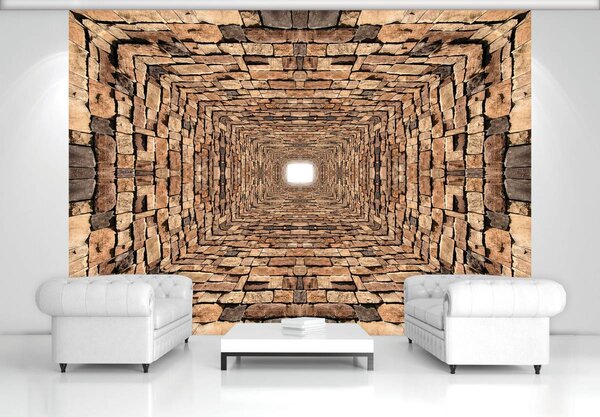 Foto tapeta - Tunel od 3D kamenja (152,5x104 cm)