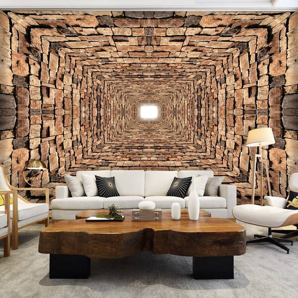 Foto tapeta - Tunel od 3D kamenja (152,5x104 cm)