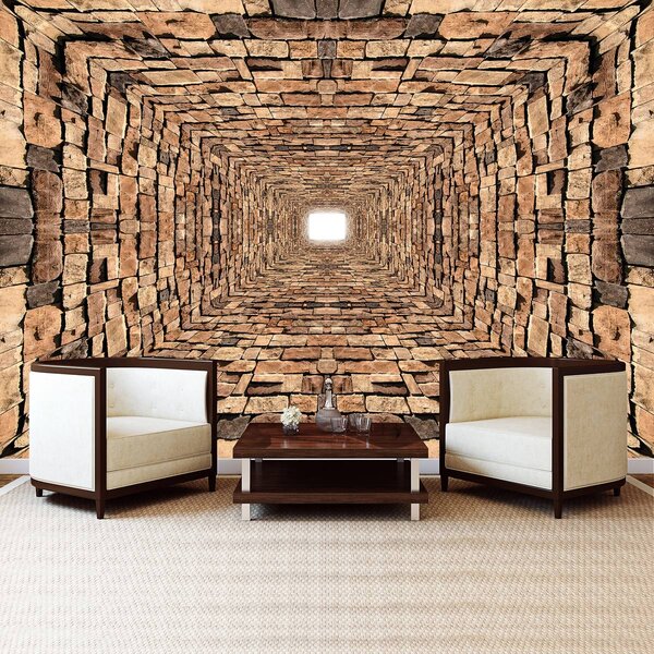 Foto tapeta - Tunel od 3D kamenja (152,5x104 cm)