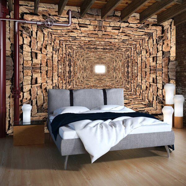 Foto tapeta - Tunel od 3D kamenja (152,5x104 cm)