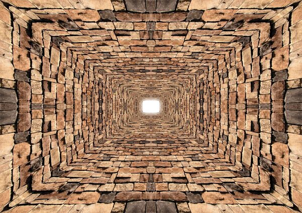 Foto tapeta - Tunel od 3D kamenja (152,5x104 cm)