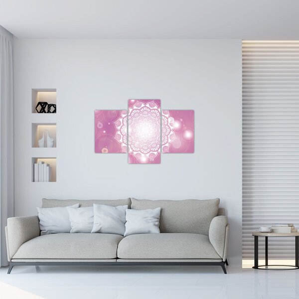 Slika mandale v roza ozadju (90x60 cm)