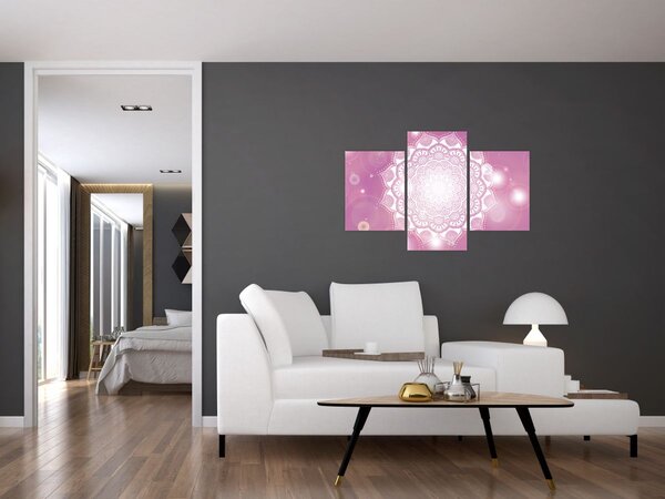 Slika mandale v roza ozadju (90x60 cm)