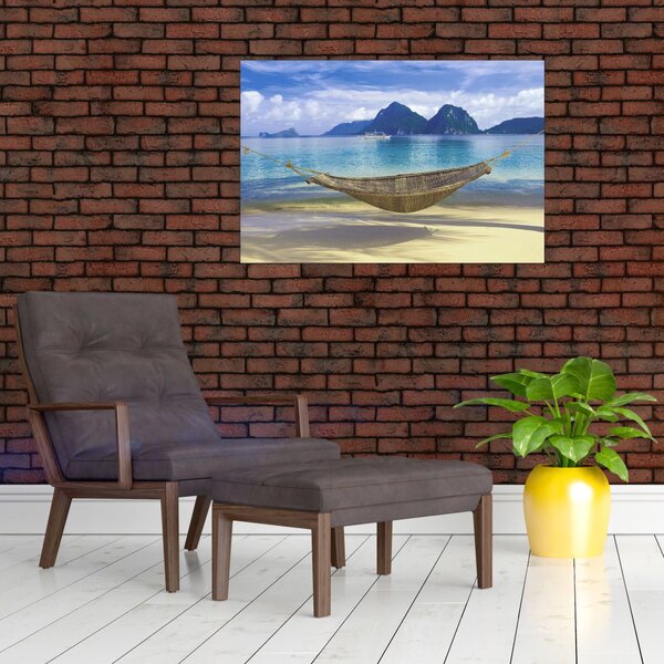 Slika viseče mreže na plaži 2 (90x60 cm)