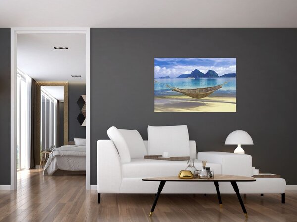 Slika viseče mreže na plaži 2 (90x60 cm)