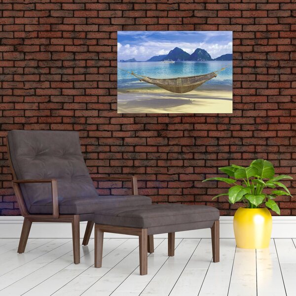 Slika viseče mreže na plaži 2 (70x50 cm)