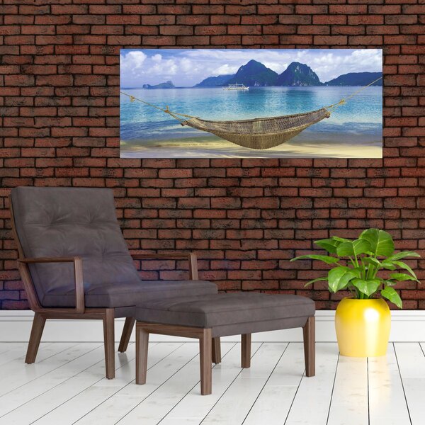Slika viseče mreže na plaži 2 (120x50 cm)