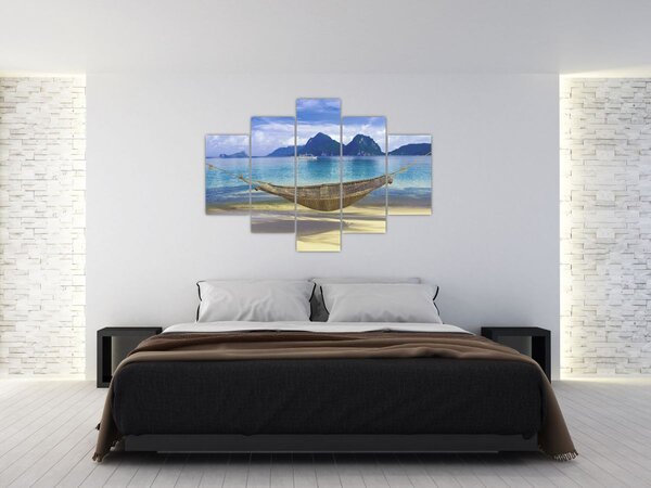 Slika viseče mreže na plaži 2 (150x105 cm)