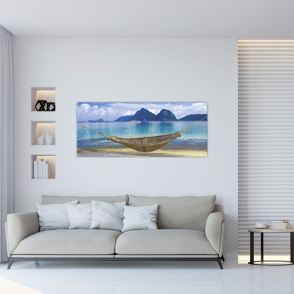 Slika viseče mreže na plaži 2 (120x50 cm)