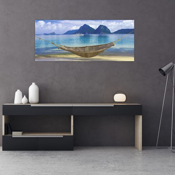 Slika viseče mreže na plaži 2 (120x50 cm)