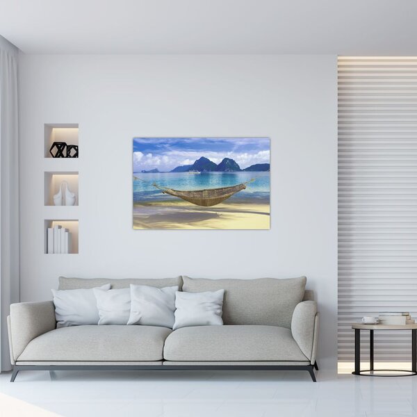 Slika viseče mreže na plaži 2 (90x60 cm)