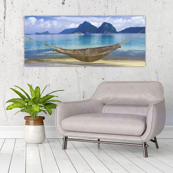 Slika viseče mreže na plaži 2 (120x50 cm)