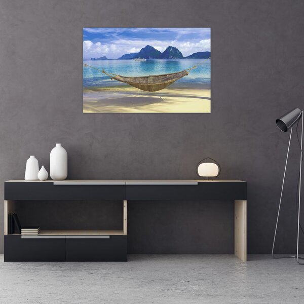 Slika viseče mreže na plaži 2 (90x60 cm)
