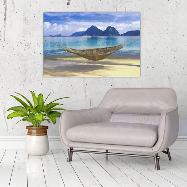 Slika viseče mreže na plaži 2 (90x60 cm)