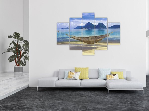 Slika viseče mreže na plaži 2 (150x105 cm)