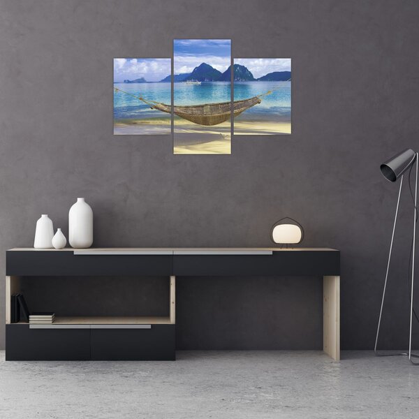 Slika viseče mreže na plaži 2 (90x60 cm)