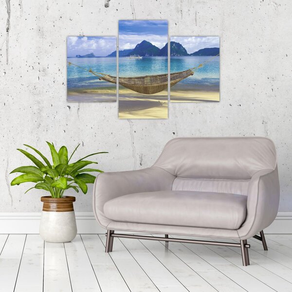 Slika viseče mreže na plaži 2 (90x60 cm)