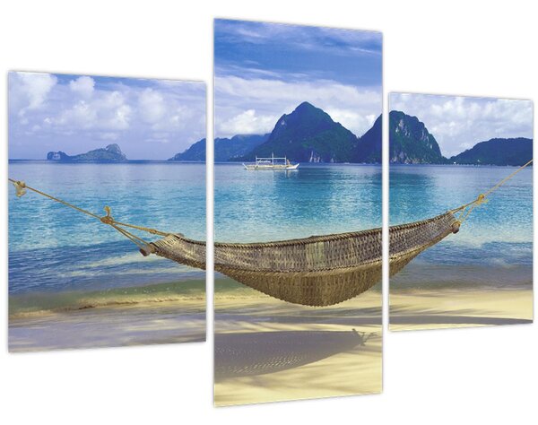 Slika viseče mreže na plaži 2 (90x60 cm)