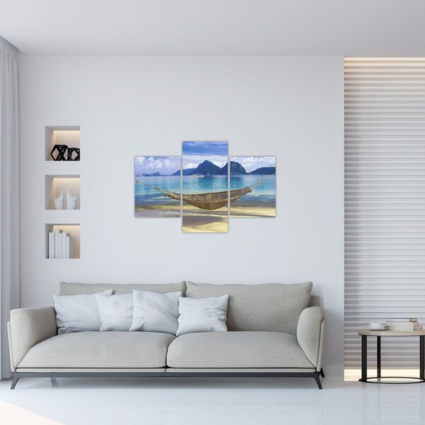 Slika viseče mreže na plaži 2 (90x60 cm)
