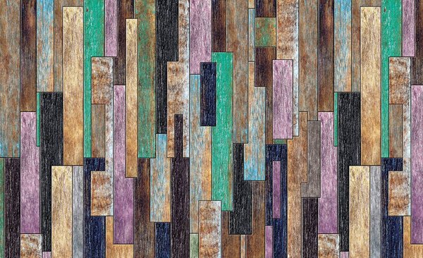 Foto tapeta - Drvene ploče u boji (152,5x104 cm)
