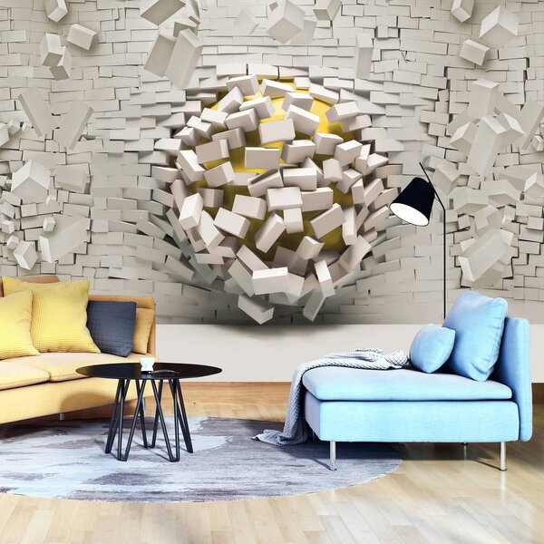 Foto tapeta - 3D zid s loptom (152,5x104 cm)