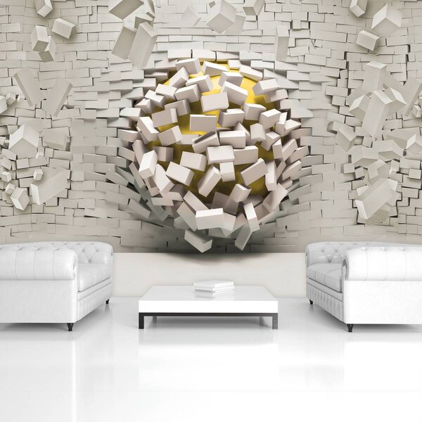 Foto tapeta - 3D zid s loptom (152,5x104 cm)