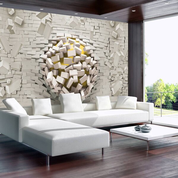 Foto tapeta - 3D zid s loptom (152,5x104 cm)