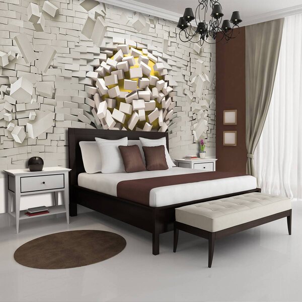 Foto tapeta - 3D zid s loptom (152,5x104 cm)
