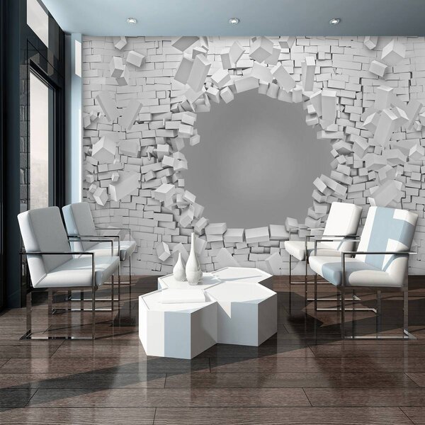 Foto tapeta - 3D eksplozija zida od opeke (152,5x104 cm)